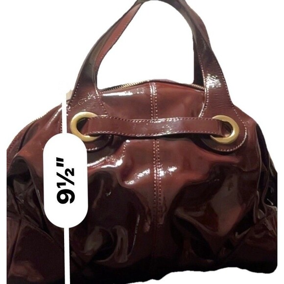 Francesco Biasia Burgundy Patent Leather Top Handle Satchel Double Handle Purse - Picture 8 of 10